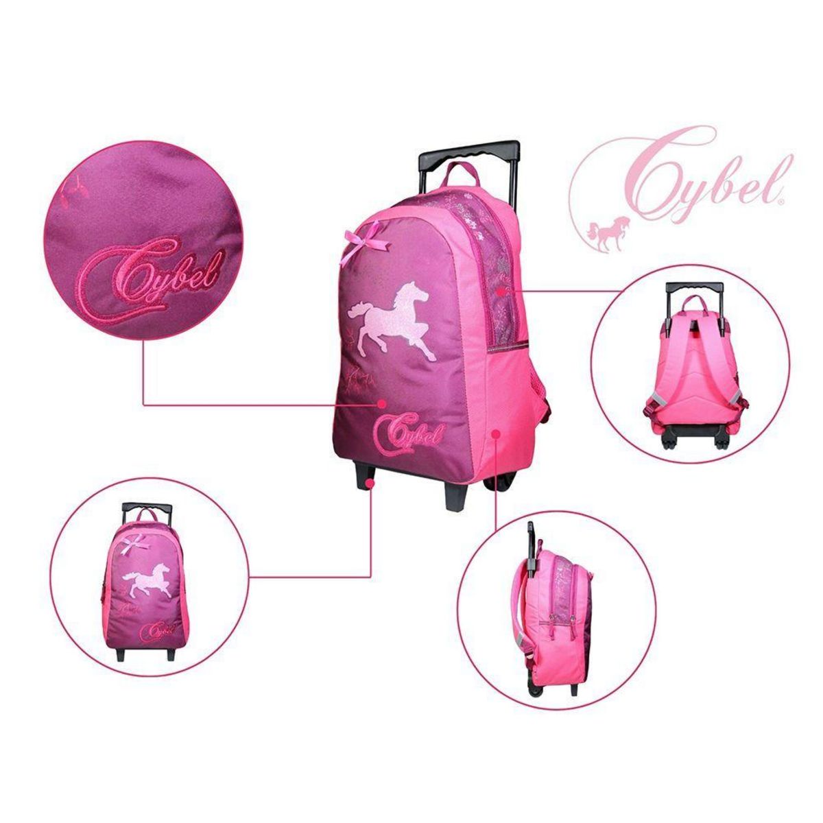 Bagtrotter BAGTROTTER Sac à dos à roulettes Cybel Cheval Violet