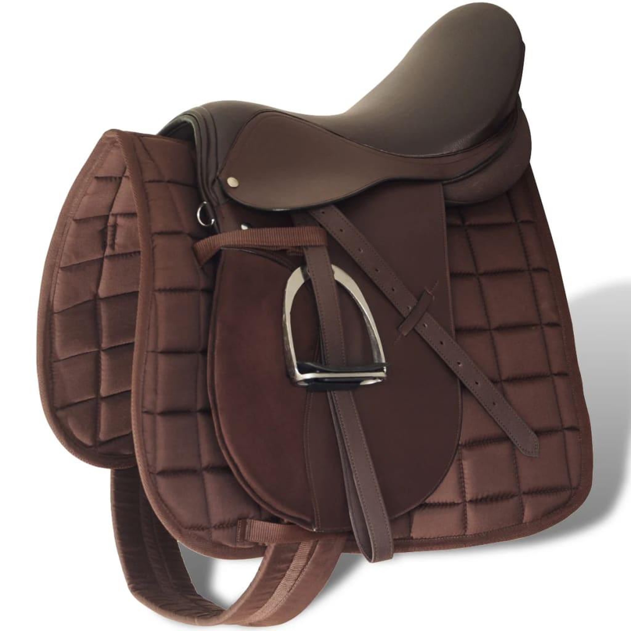 VIDAXL Set de selle equitation 17,5  en cuir veritable 12 cm 5 en 1 brun