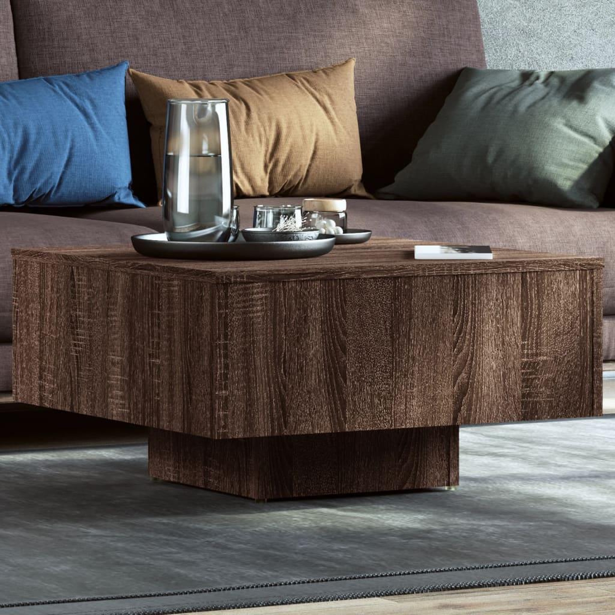 Voir la diapositive 1 : VIDAXL Table basse Chene marron 60x60x31,5 cm Bois d'ingenierie