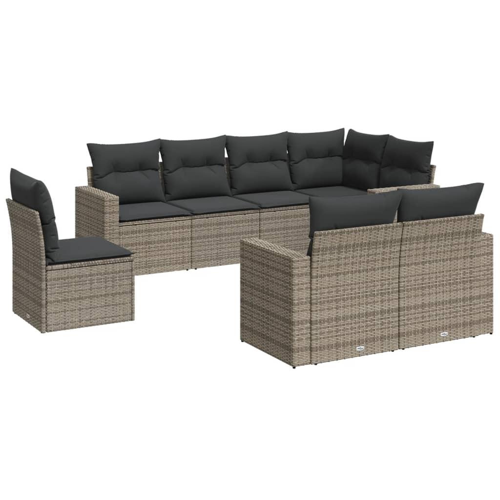 Voir la diapositive 2 : VIDAXL Salon de jardin 8 pcs avec coussins gris resine tressee