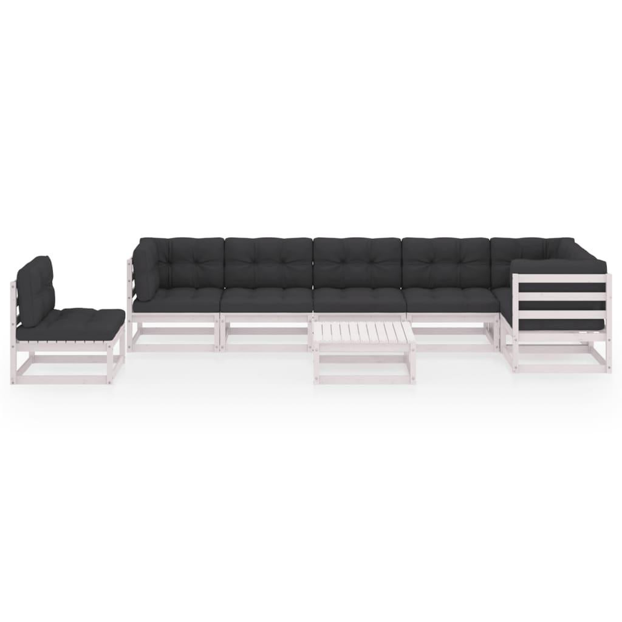 Voir la diapositive 3 : VIDAXL Salon de jardin 8 pcs avec coussins Bois de pin massif