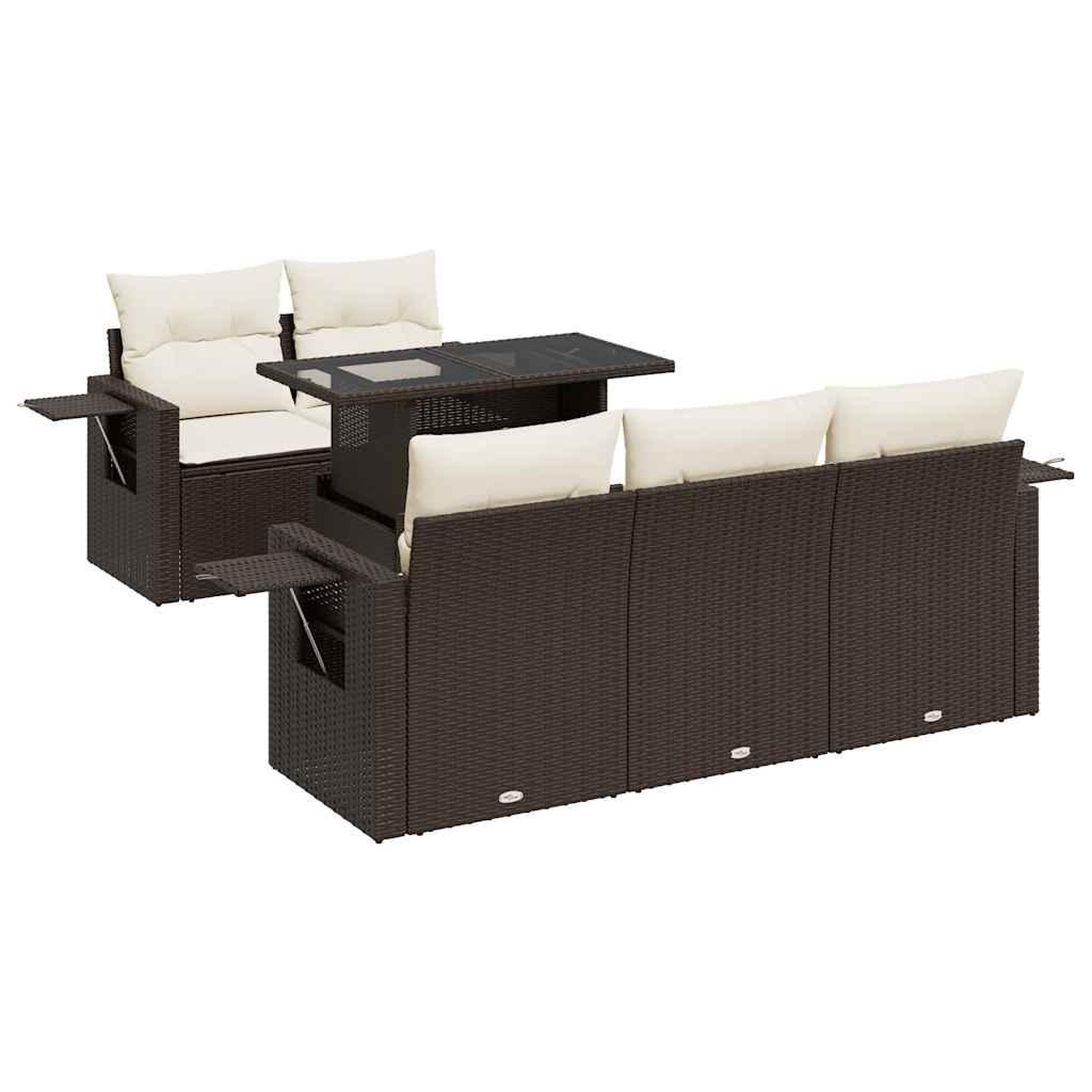 Voir la diapositive 2 : VIDAXL Salon de jardin avec coussins 6 pcs marron resine tressee
