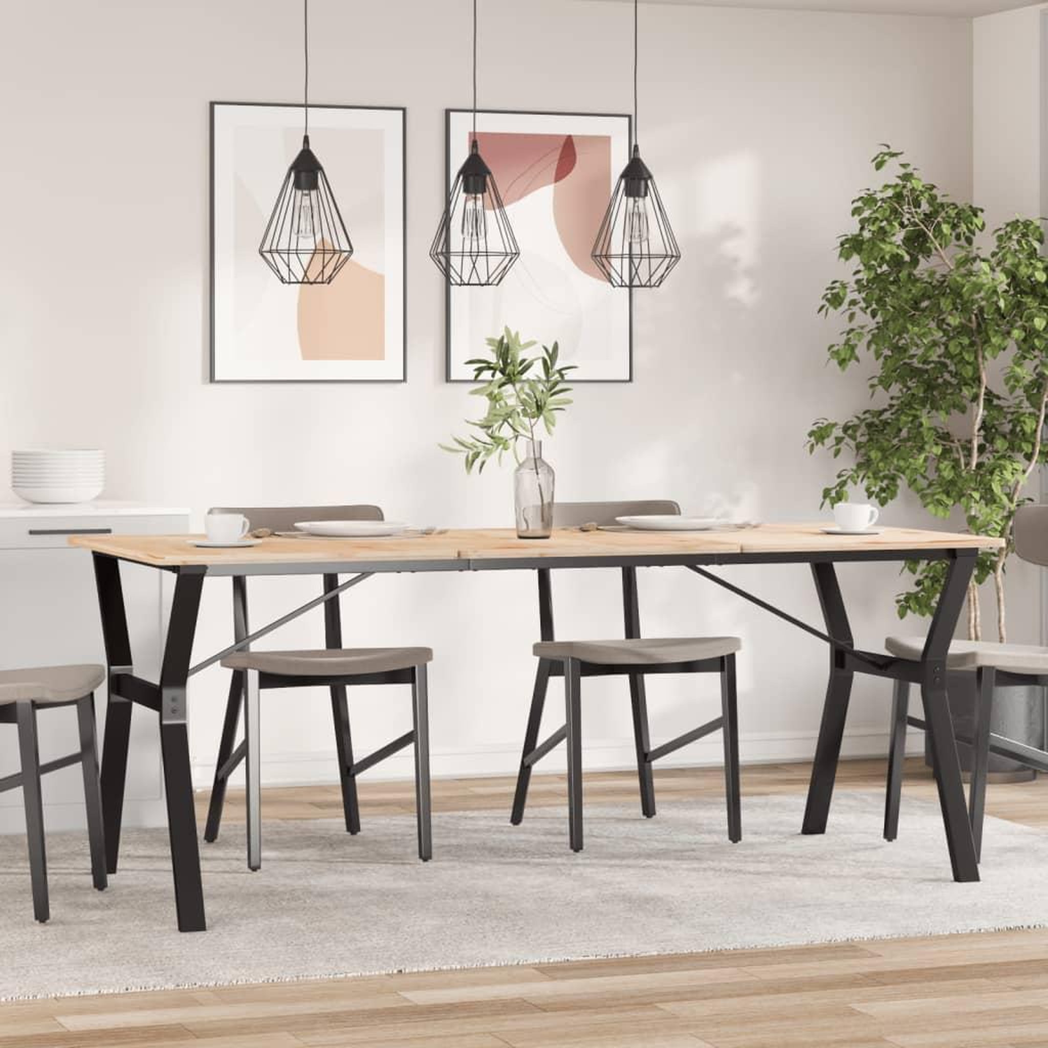 Voir la diapositive 3 : VIDAXL Pieds de table a manger cadre en Y 180x80x73 cm acier