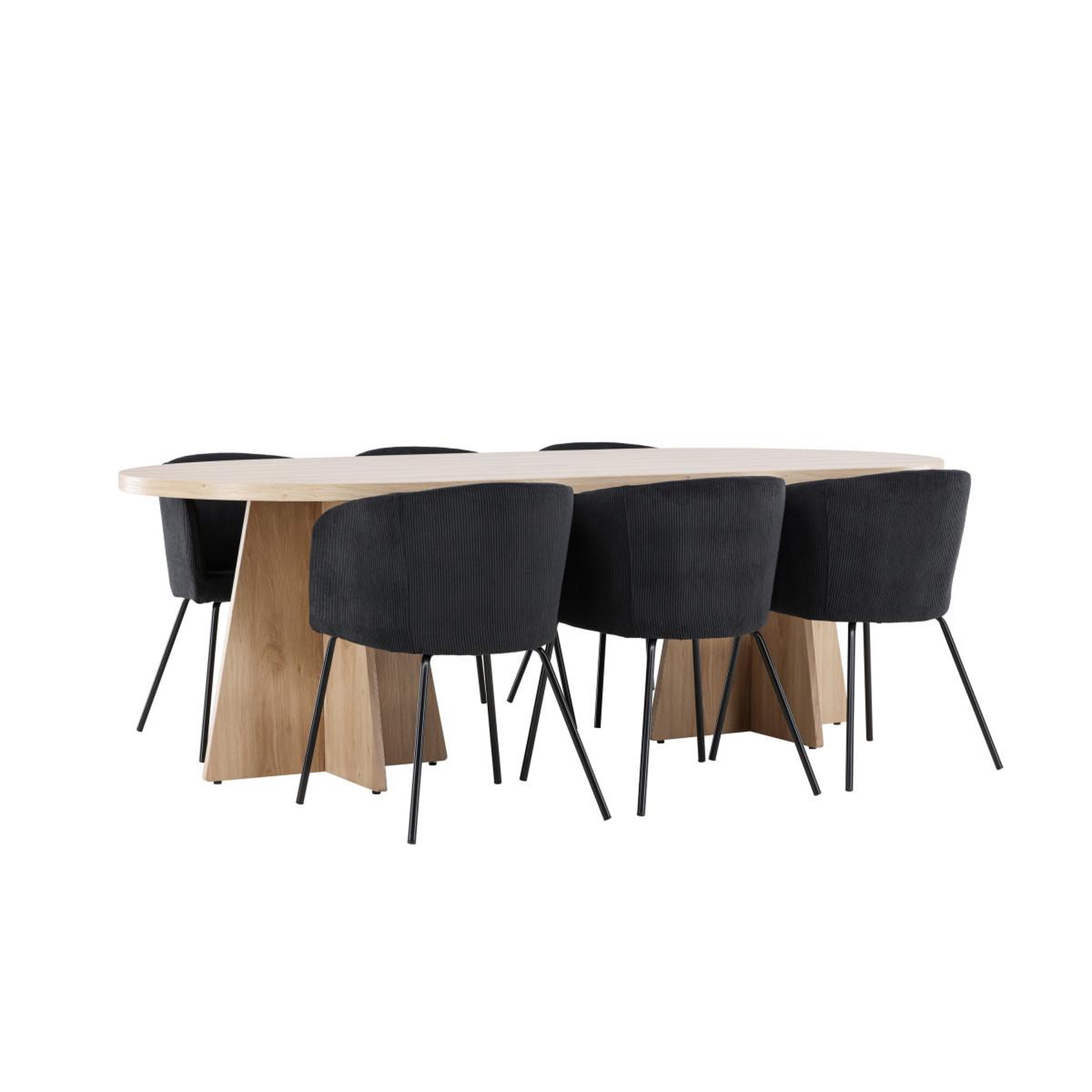 Voir la diapositive 2 : Paris Prix Ensemble table à manger & 6 chaises  bootcut & berit  230cm naturel & noir