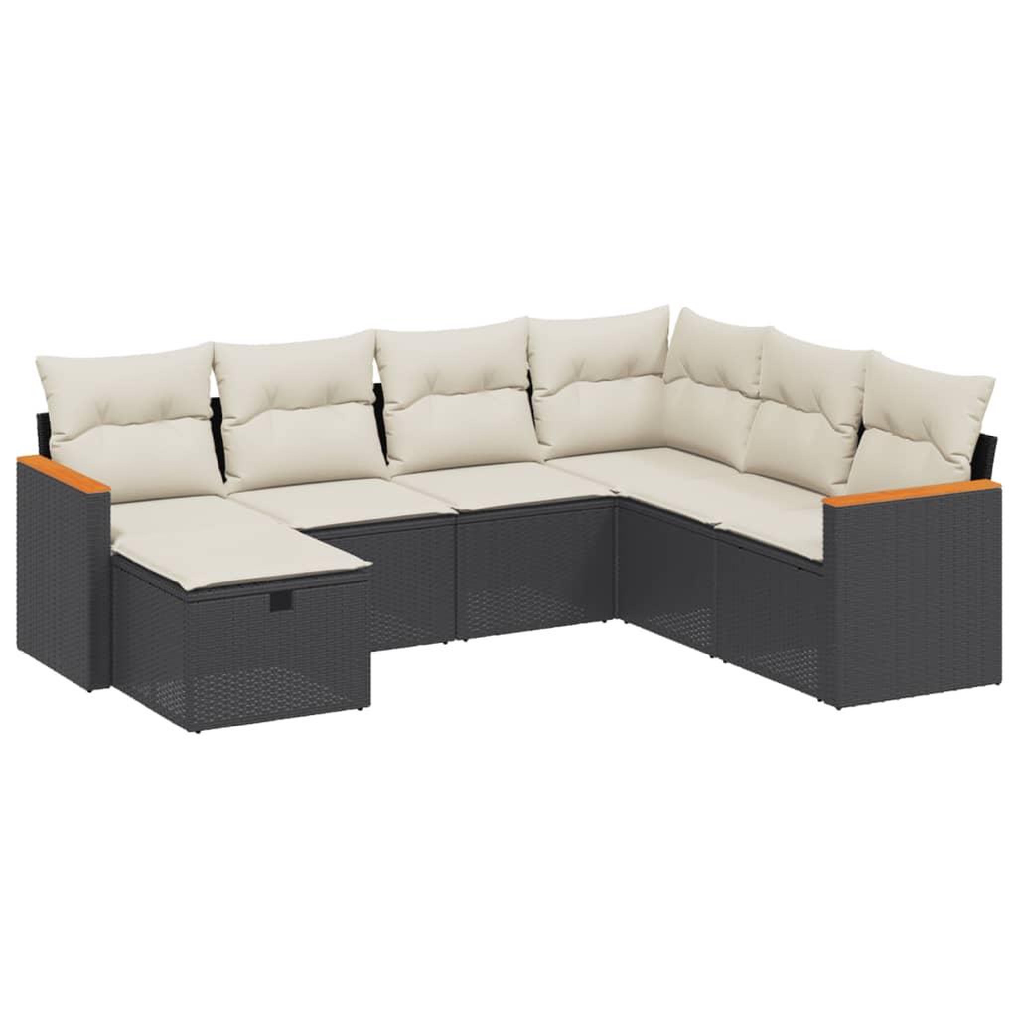 Voir la diapositive 2 : VIDAXL Salon de jardin 7 pcs avec coussins noir resine tressee