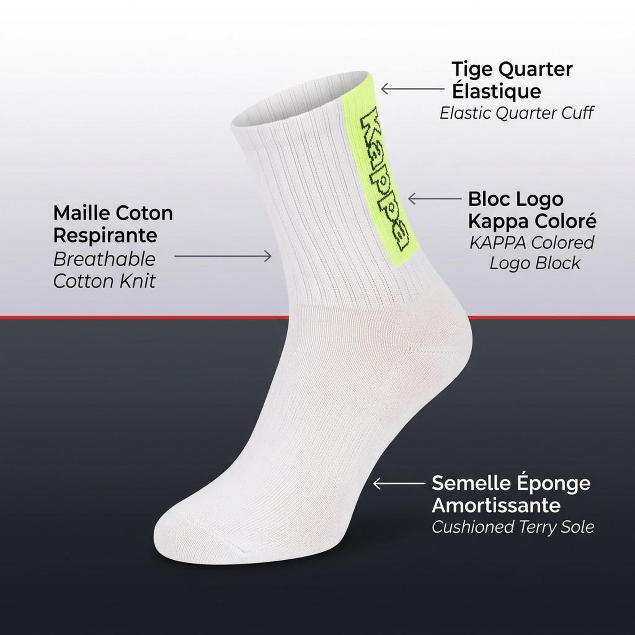 Voir la diapositive 5 : KAPPA Pack de Chaussettes Femme Quarter KAPPA (Lot de 6)