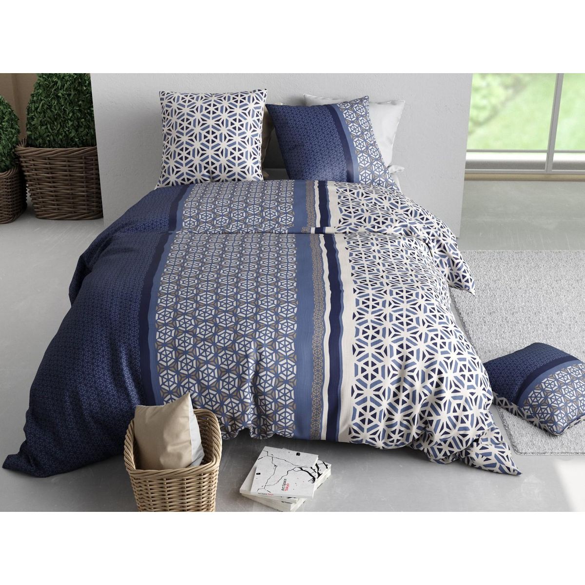 ATELIER DU COTON Parure housse de couette 100% coton 57fils mil