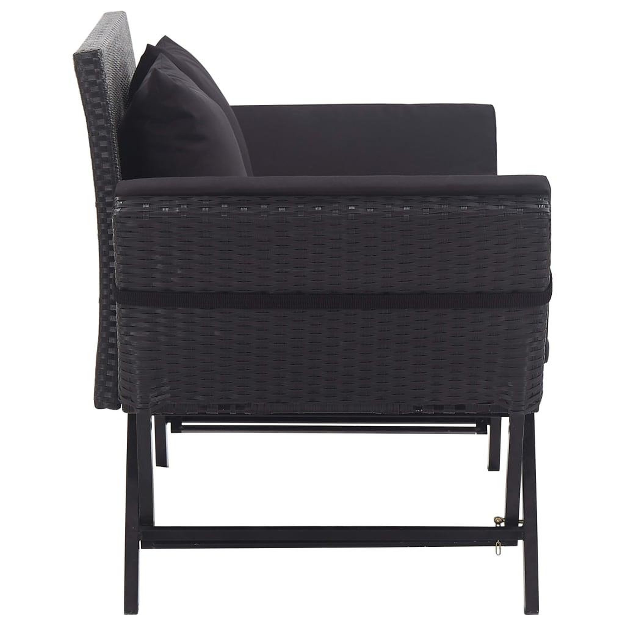 Voir la diapositive 3 : VIDAXL Banc de jardin avec coussins 176 cm Noir Resine tressee