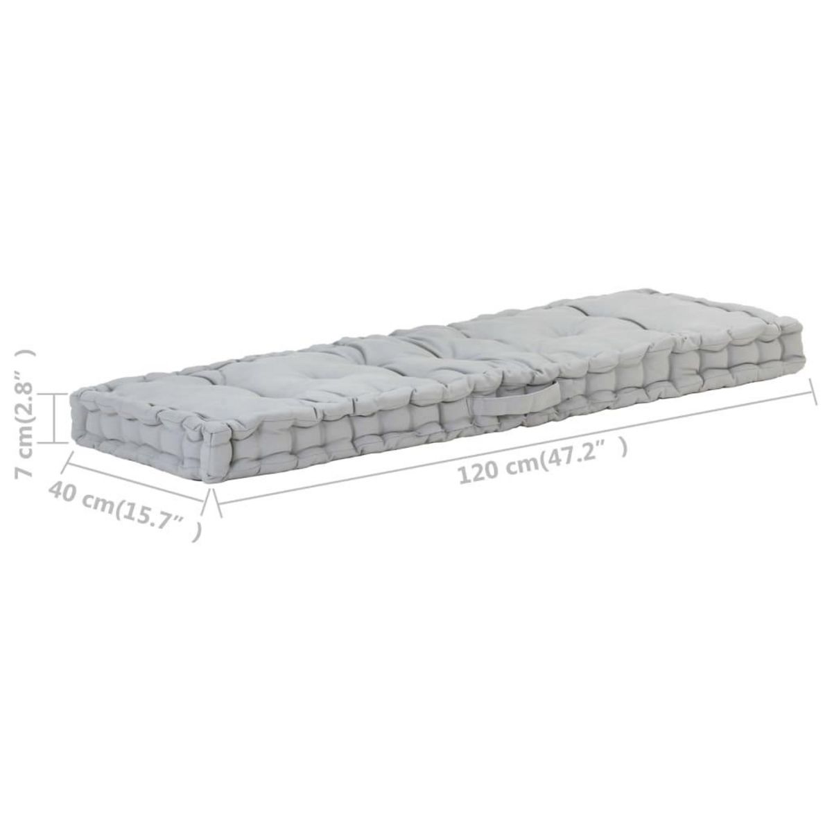 VIDAXL Coussins de plancher de palette lot de 2 Coton Gris