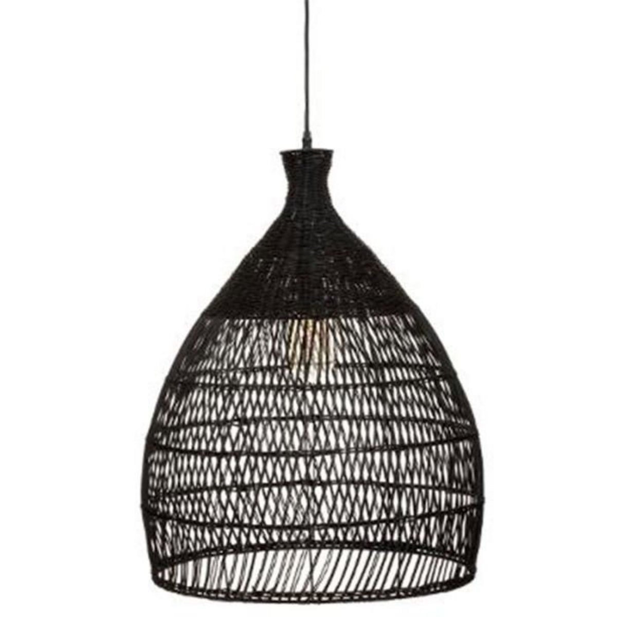 ATMOSPHERA Lampe Suspension en Rotin  Léa  62cm Noir