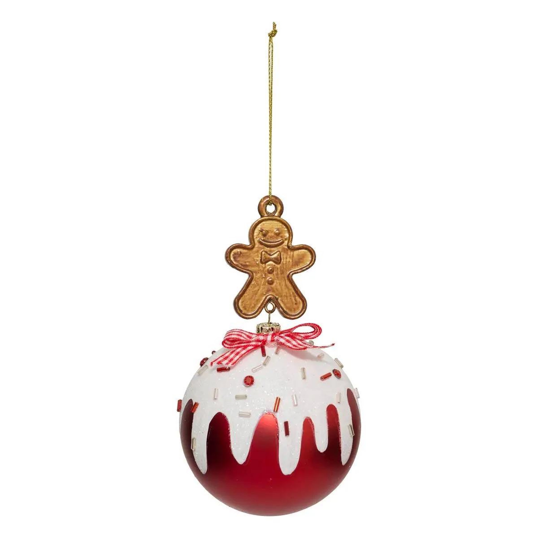 ATMOSPHERA Boule de noël pain d'épice  gourmand  8cm rouge