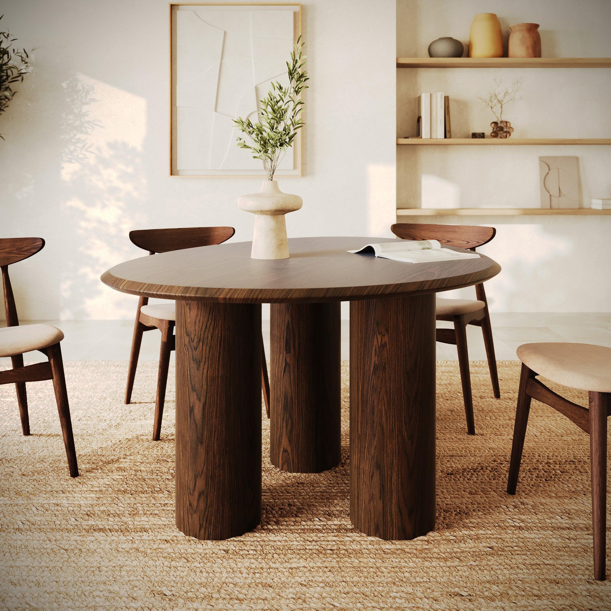 Voir la diapositive 2 : MAISON PAVANE Table organique en placage noyer, 6 personnes-aya