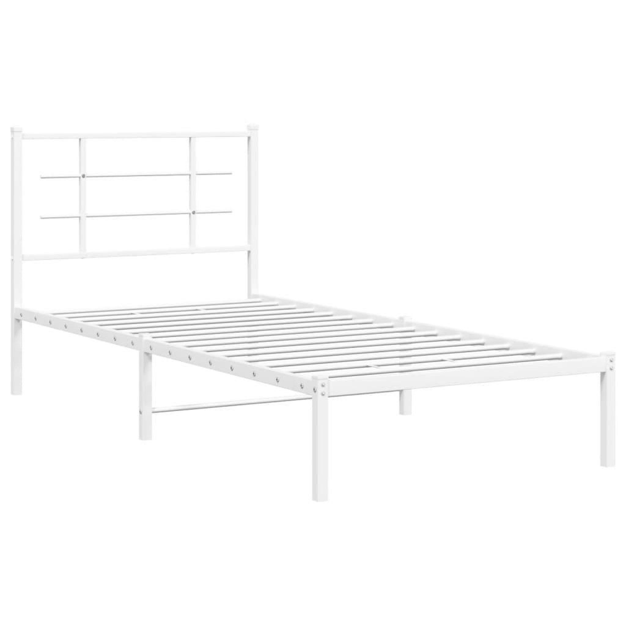Voir la diapositive 3 : VIDAXL Cadre de lit metal sans matelas avec tete de lit blanc 90x200cm