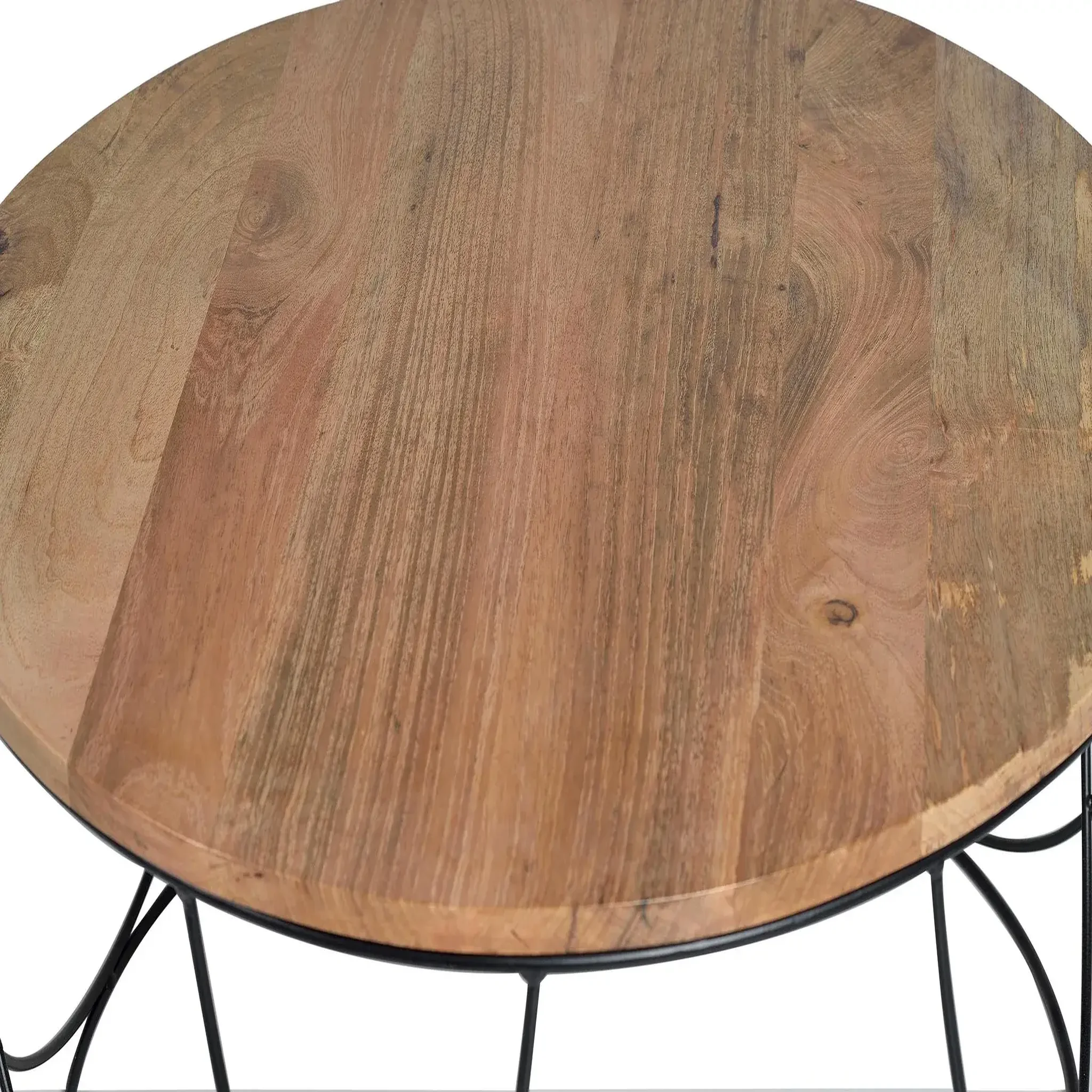 Voir la diapositive 3 : GINER Y COLOMER SL Table basse en bois de manguier 80 cm style industriel vintage