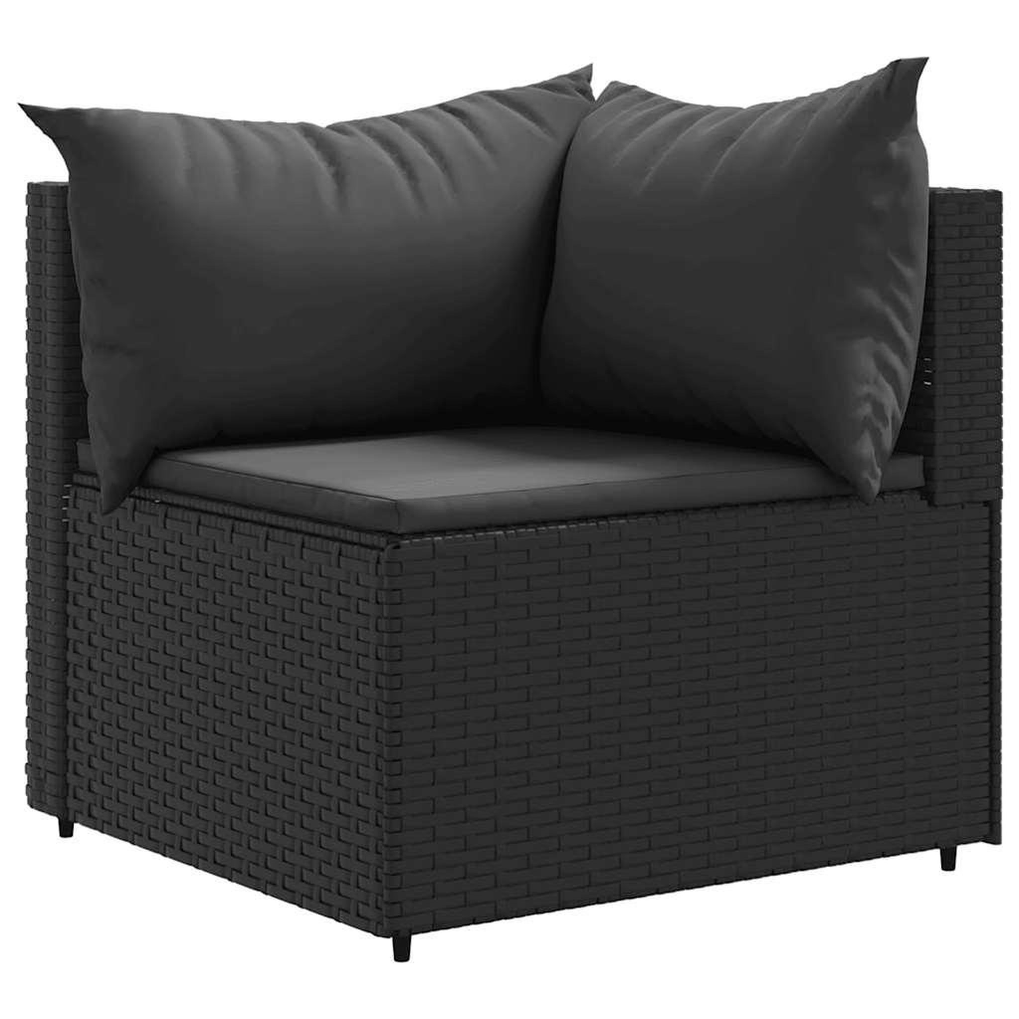 Voir la diapositive 5 : VIDAXL Salon de jardin 4 pcs avec coussins Noir Resine tressee