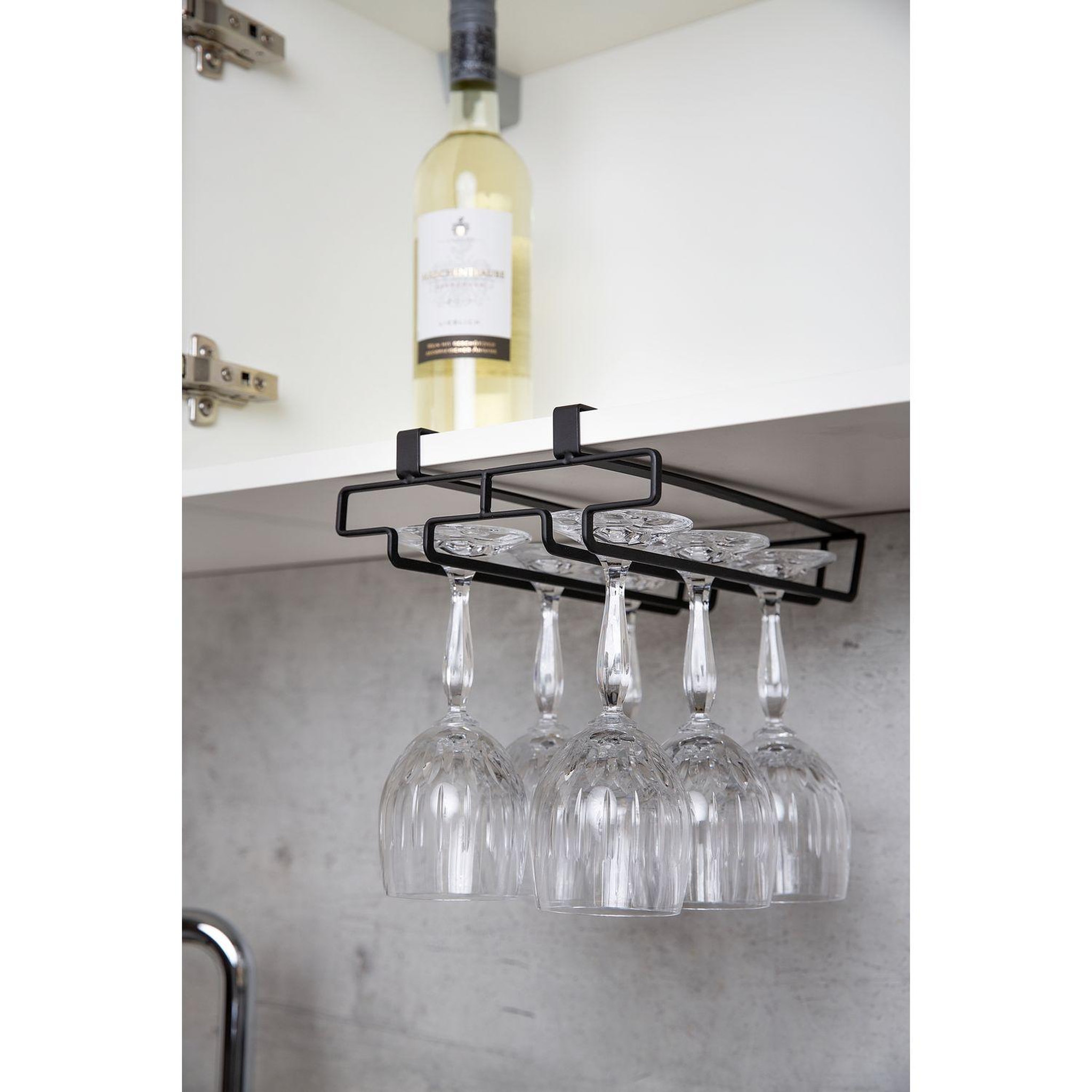 Voir la diapositive 3 : Wenko Rangement de placard cuisine - porte 6 verres - noir