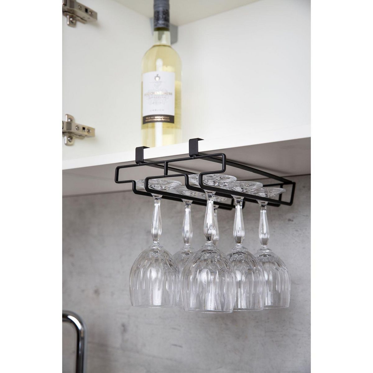 Wenko Rangement de placard cuisine - Porte 6 Verres - Noir