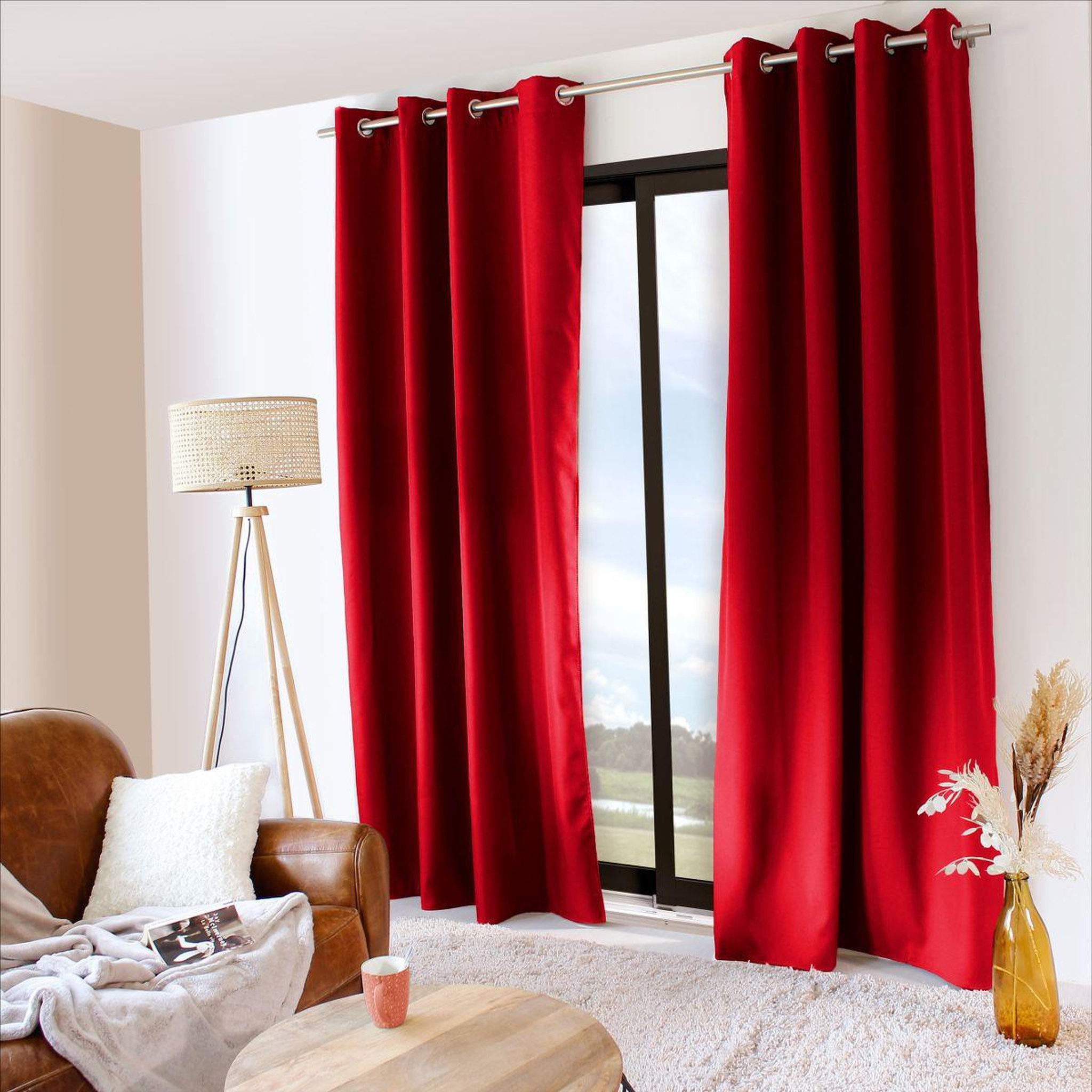 ENJOY HOME Rideau thermique occultant  glacier  135x240cm rouge