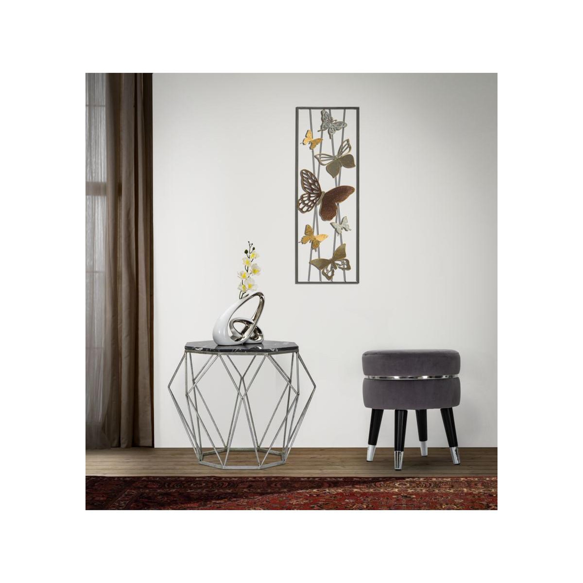 Voir la diapositive 5 : Paris Prix Tabouret design  paris  40cm gris foncé & argent