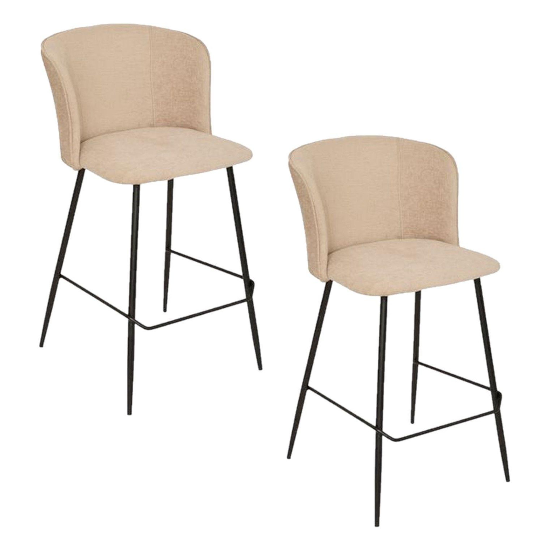 TOILINUX Lot de 2 tabourets de bar jasny - beige