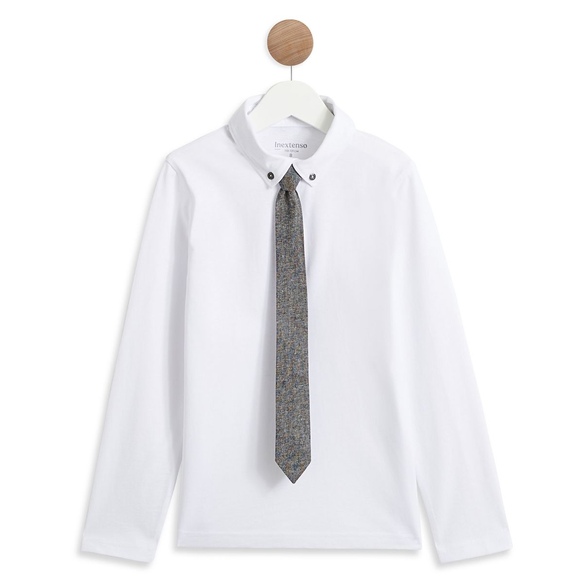 INEXTENSO Polo manches longues blanche avec cravate garçon 