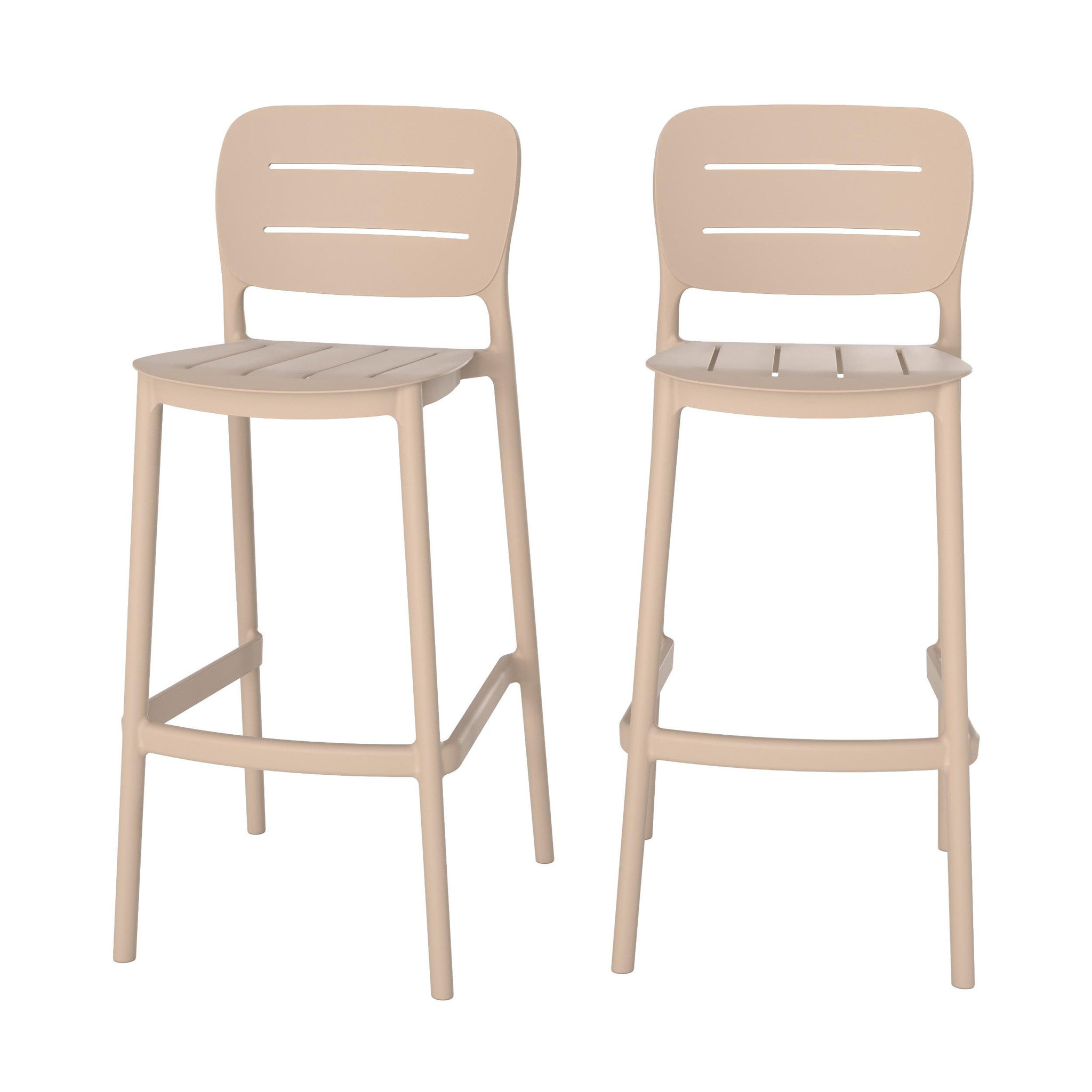 MAISON PAVANE Lot de 2 chaises de bar de jardin 75 cm en plastique beige-lola