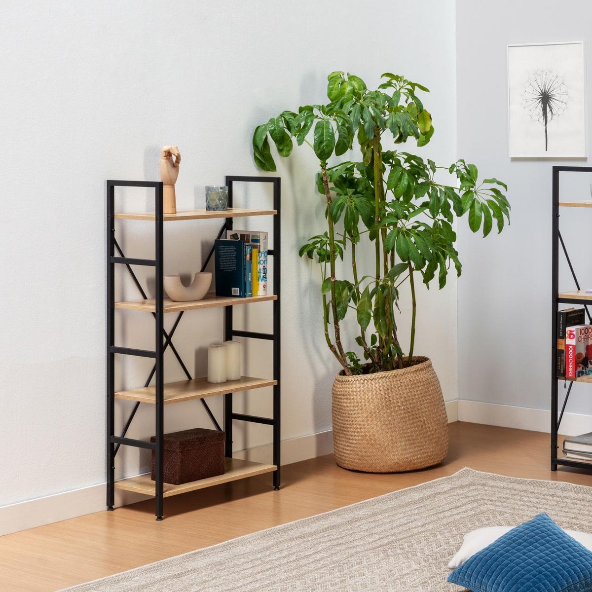 VS VENTA-STOCK Étagère bibliothèque Virginia bois 4 Étagères, pour salle à manger