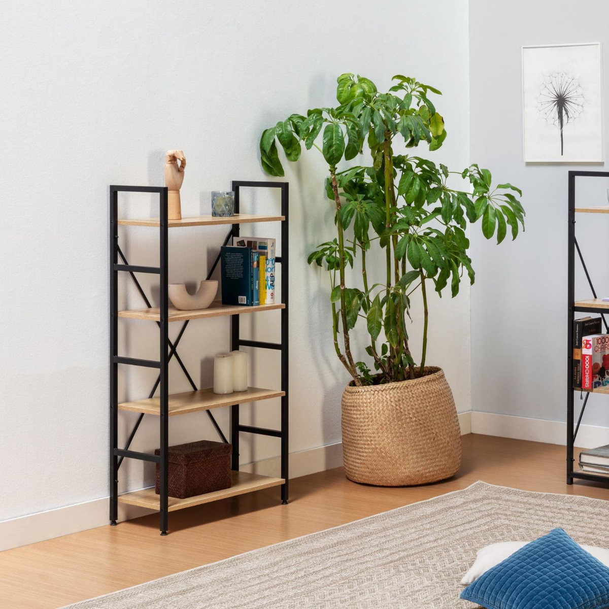 VS VENTA-STOCK Étagère bibliothèque Virginia bois 4 Étagères, pour salle à manger
