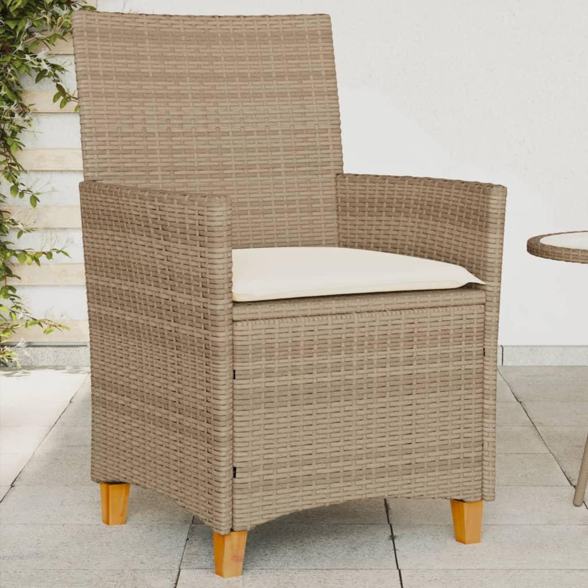 VIDAXL Chaises de jardin coussins lot de 2 beige resine tressee bois