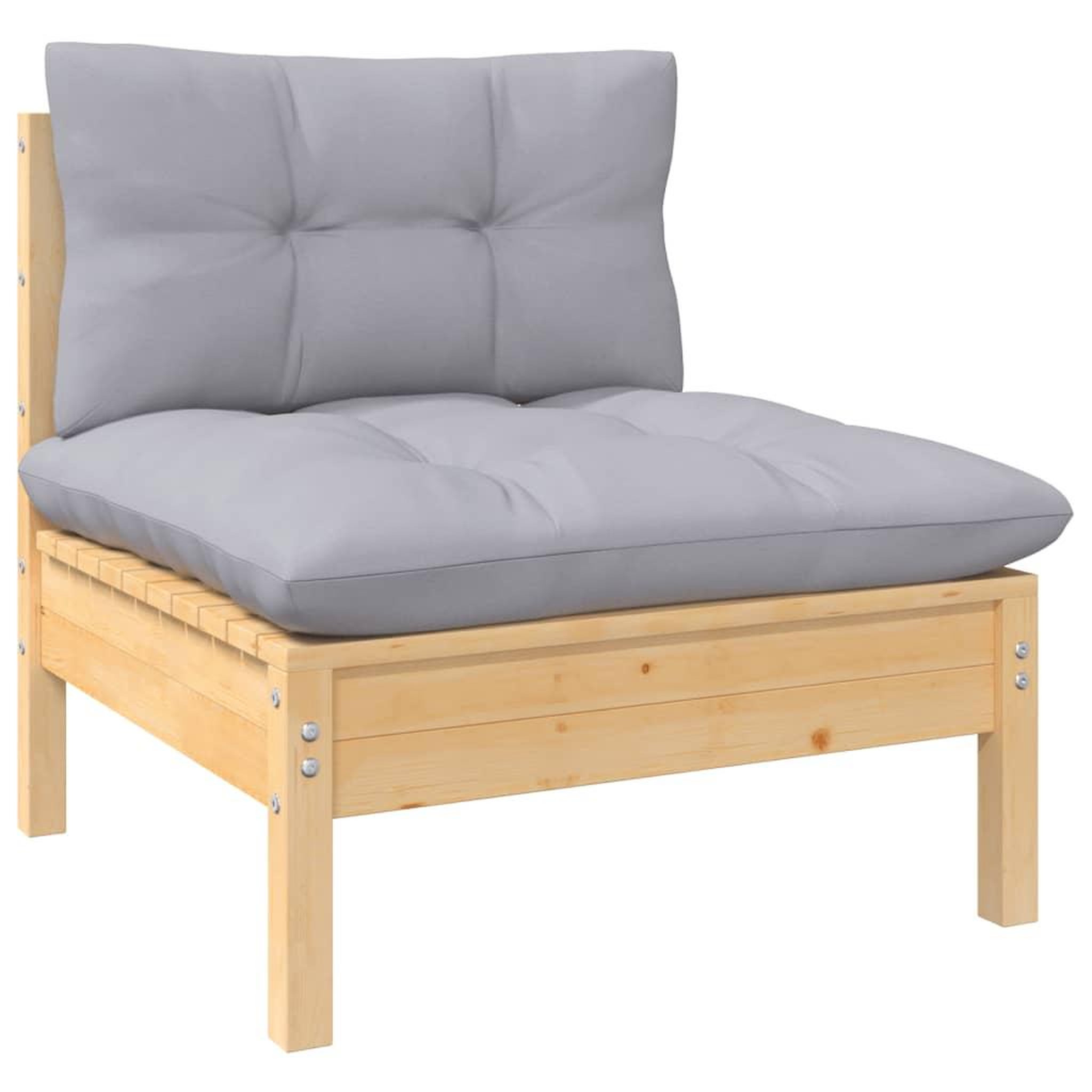 Voir la diapositive 4 : VIDAXL Salon de jardin 14 pcs avec coussins gris Bois de pin solide