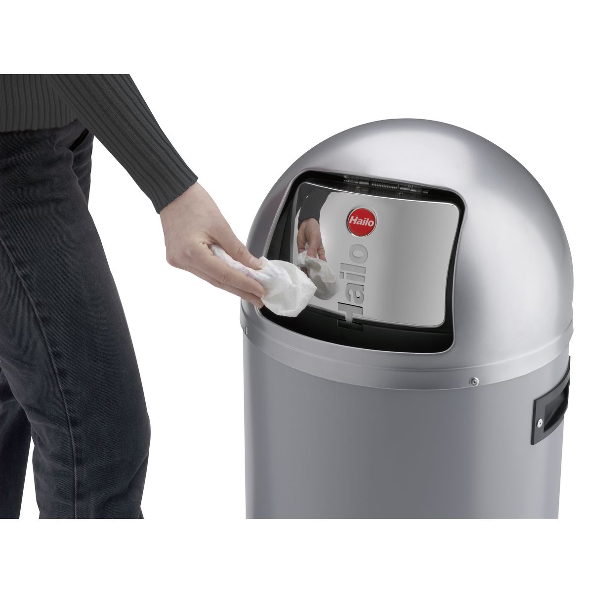 HAILO Poubelle de cuisine, collecteur grand volume 50L inox KickMaxx