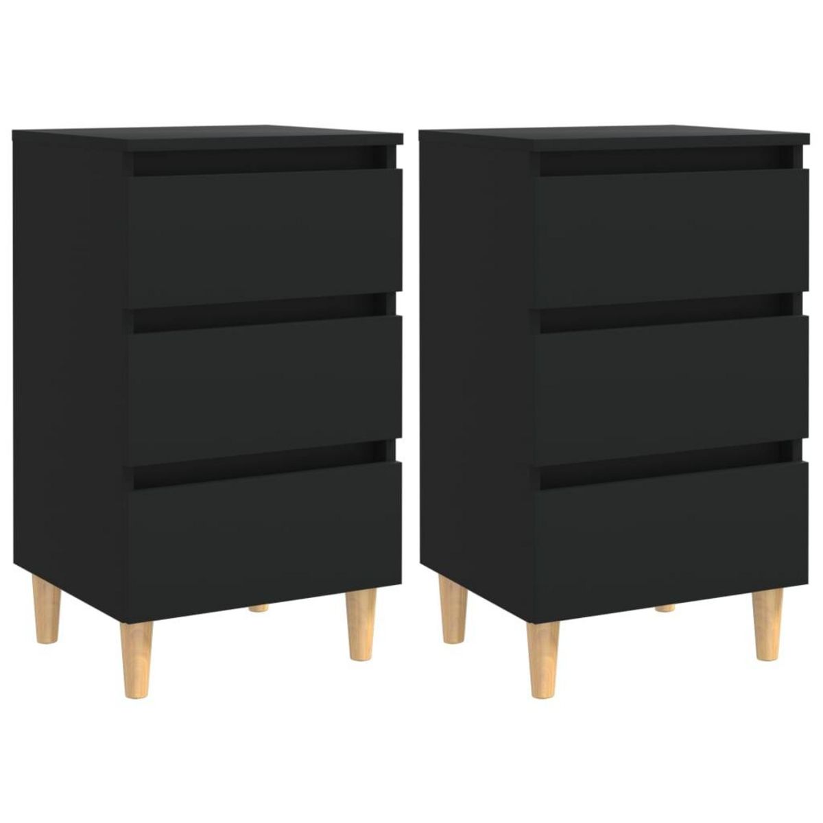 VIDAXL Tables de chevet avec pieds en bois 2 pcs noir 40x35x69 cm