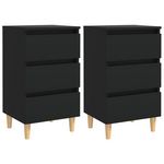 VIDAXL Tables de chevet avec pieds en bois 2 pcs noir 40x35x69 cm
