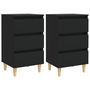 Voir la diapositive 1 : VIDAXL Tables de chevet avec pieds en bois 2 pcs noir 40x35x69 cm