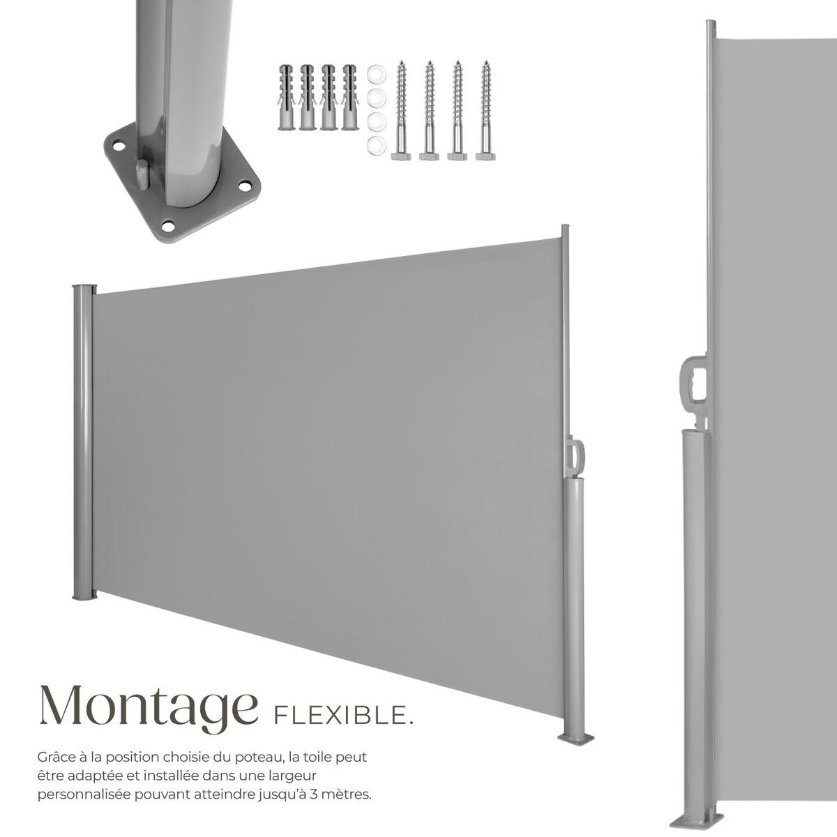 tectake Store latéral Brise-vue en Aluminium gris