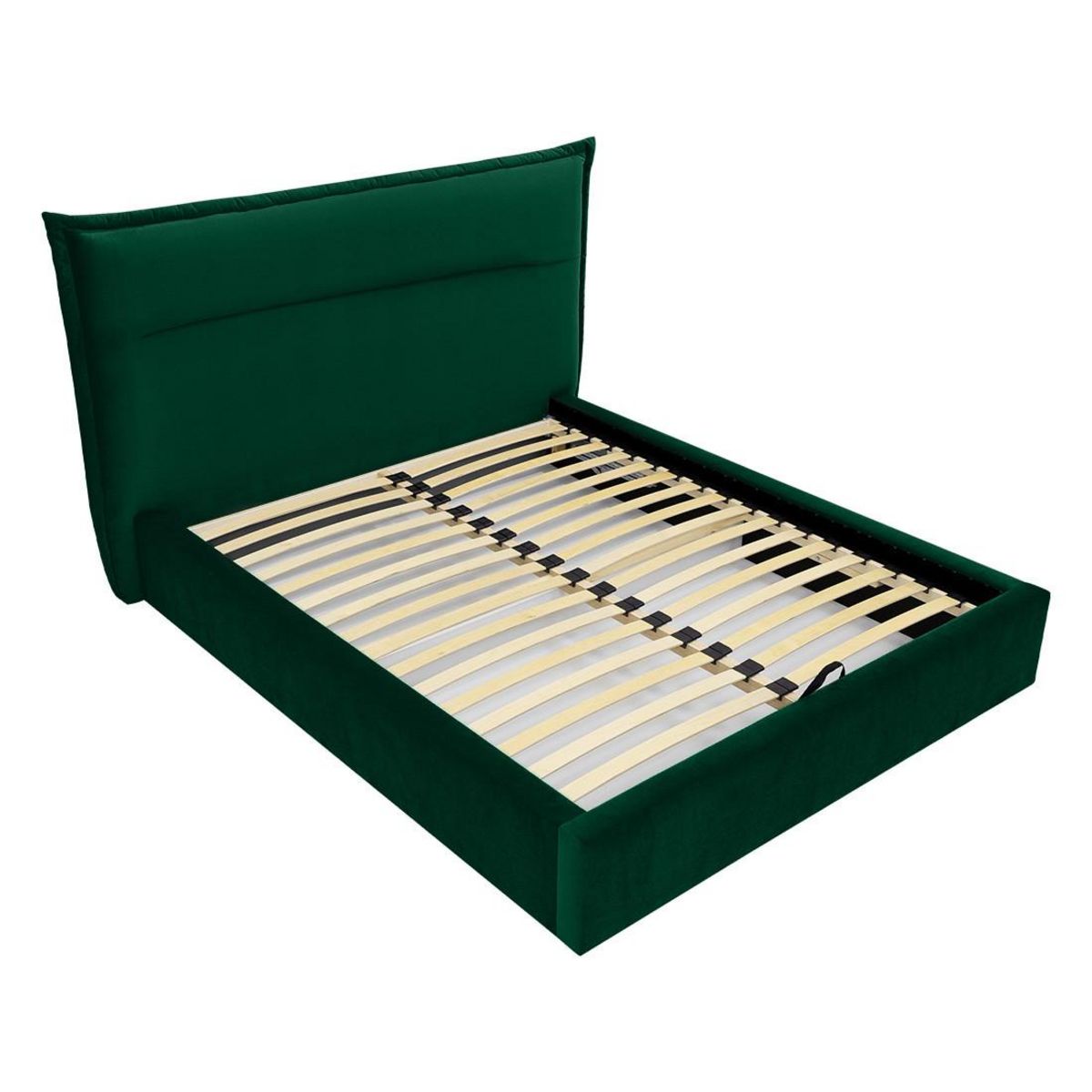 BEST MOBILIER Emy - lit coffre - 140x200 cm - en velours - sommier inclus