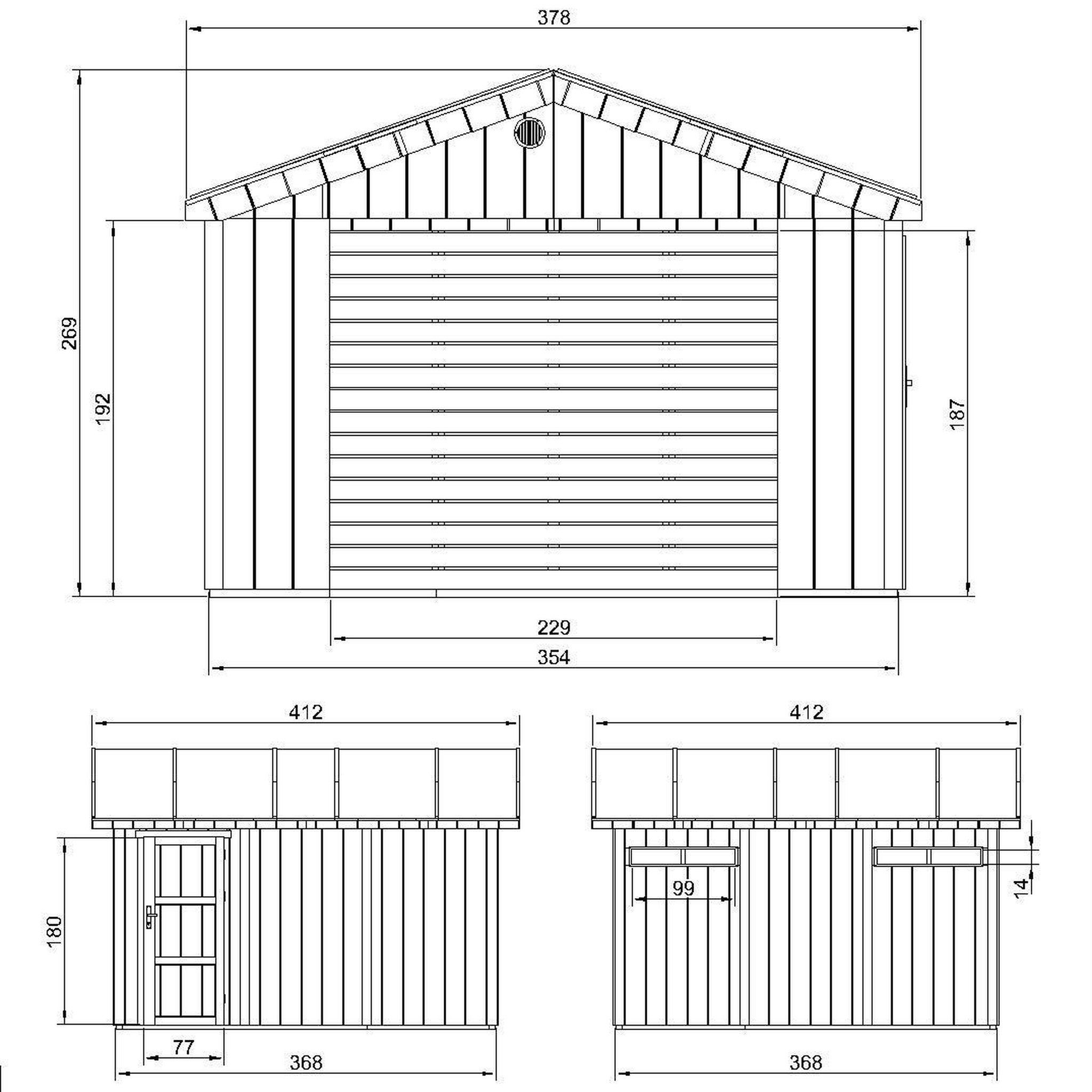 Voir la diapositive 4 : TIMBELA Garage qualité premium 13 m² construction en panneaux lp smartside - abri de jardin m990b