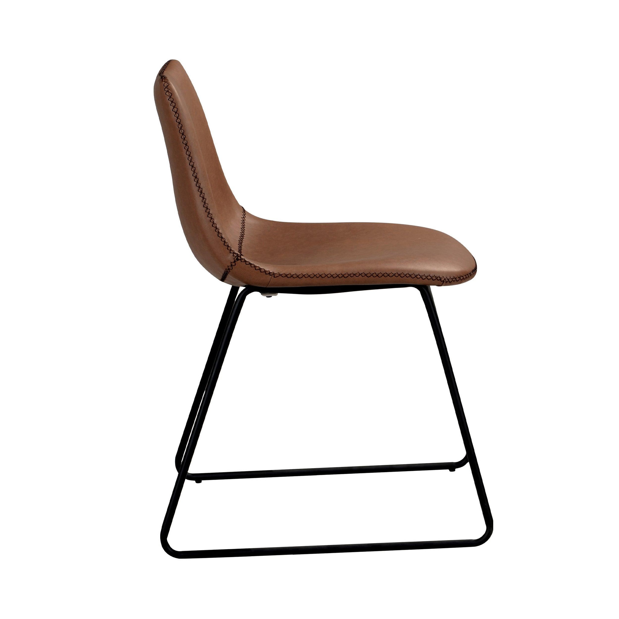 Voir la diapositive 2 : MAISON PAVANE Lot de 2 chaises en cuir synthétique marron-gaspard