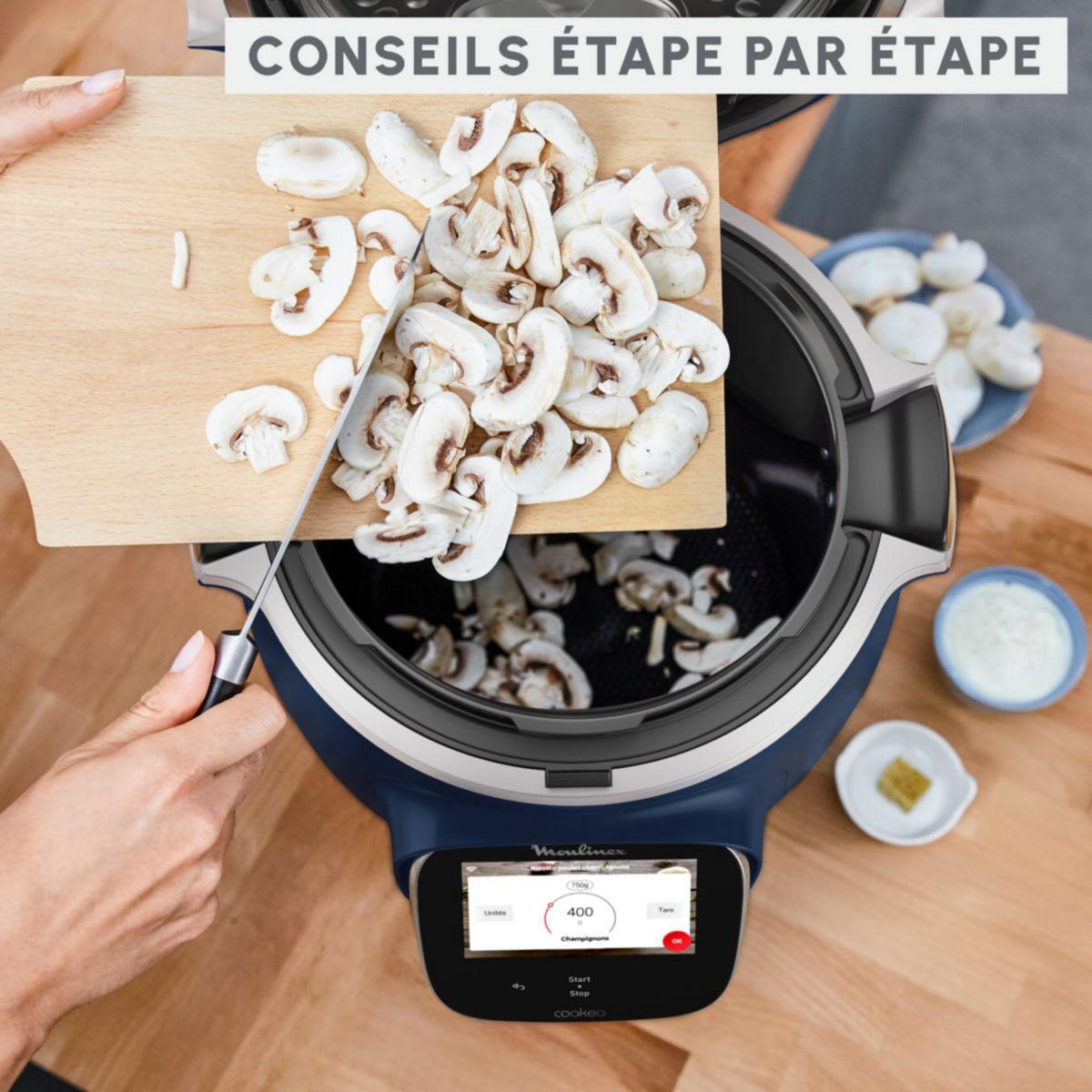 MOULINEX Cookeo CE943410 bleu  touch wifi pro balance integrée 6 L, 13 modes de cuisson