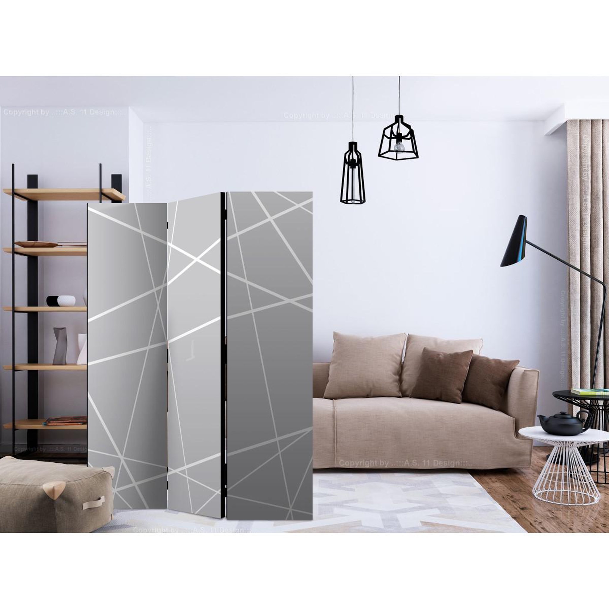 Voir la diapositive 2 : Paris Prix Paravent 3 volets  modern cobweb  135x172cm