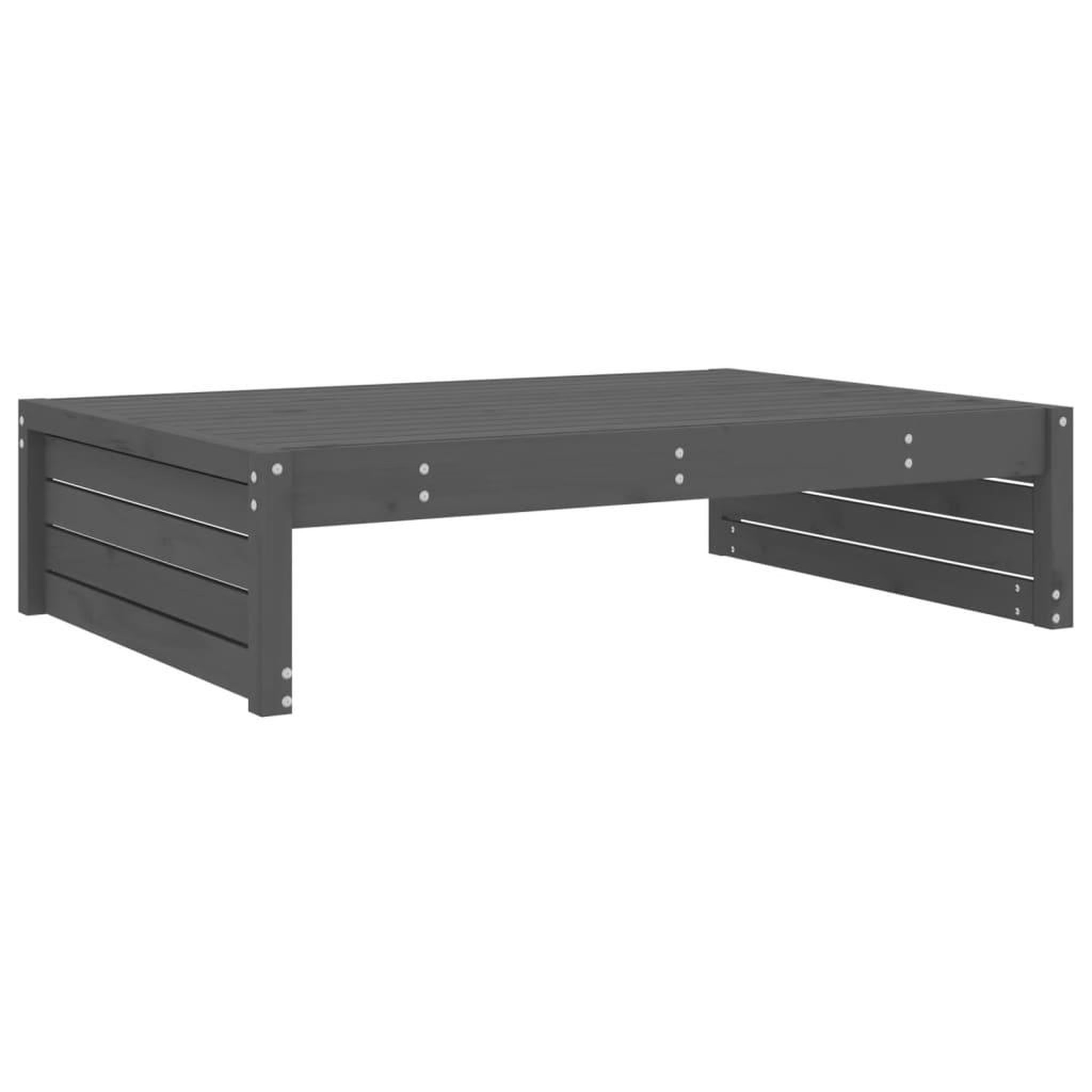 Voir la diapositive 2 : VIDAXL Repose-pied de jardin 120x80 cm gris bois de pin massif