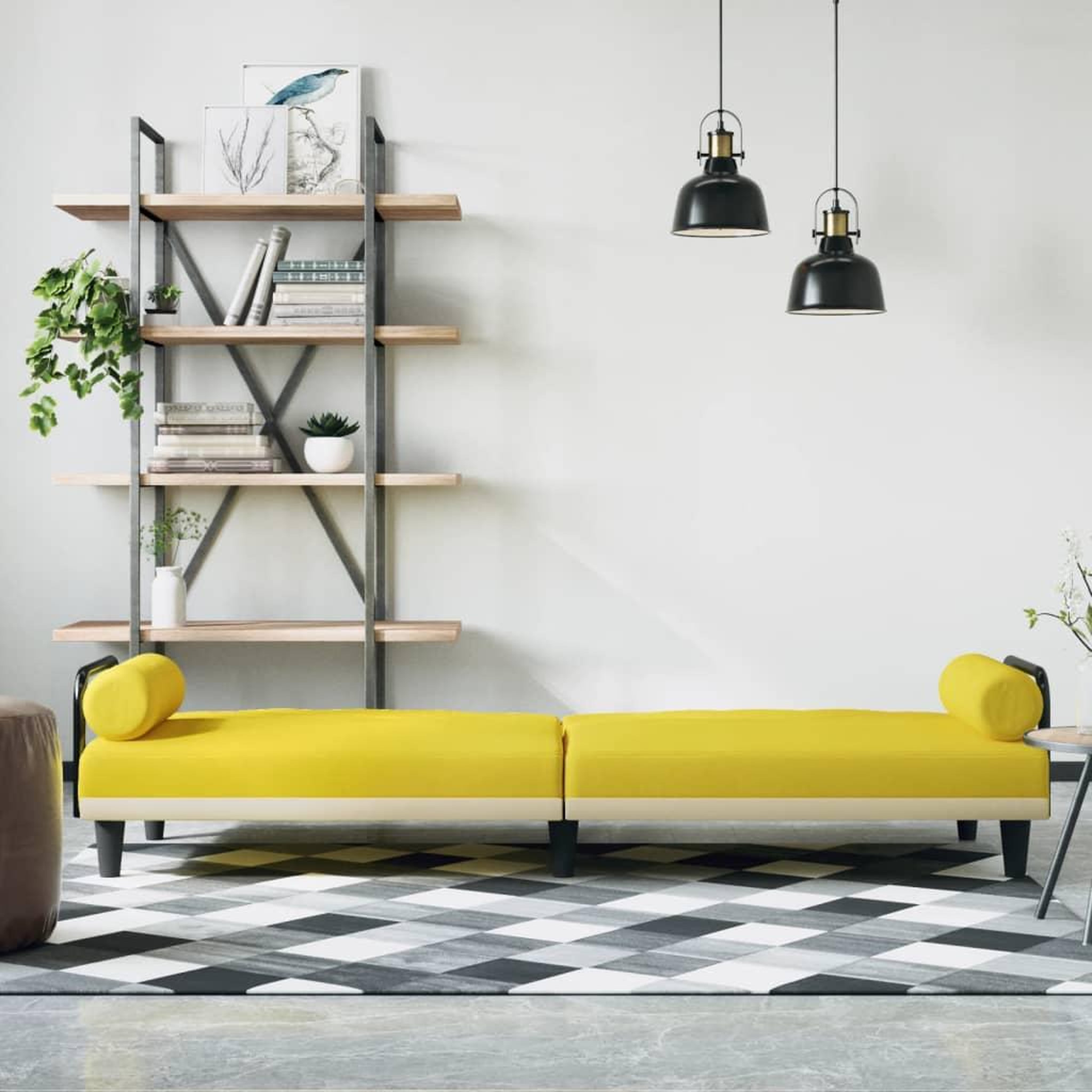 Voir la diapositive 3 : VIDAXL Canape-lit avec accoudoirs jaune clair tissu