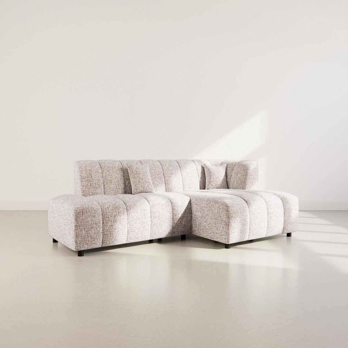 LISA DESIGN Curtis - canapé d'angle droit 4 places sans accoudoir en tissu texturé