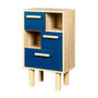 Voir la diapositive 3 : MARKET24 Table de chevet LILA avec 3 tiroirs et 2 niches - Chene/bleu - Style contemporain - MDF - L40 x P24 x H67 cm