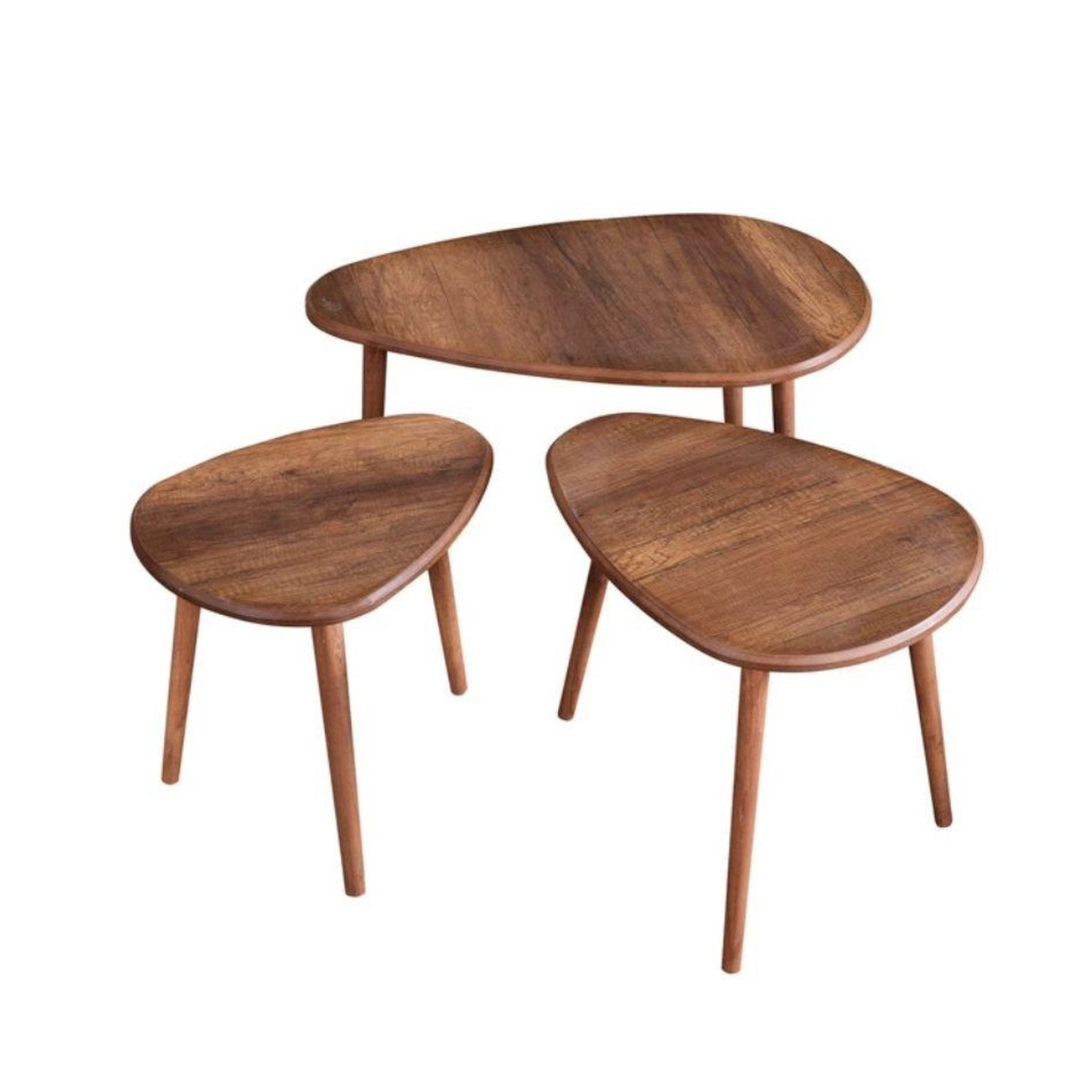 Habitat et Jardin Ensemble de table basse en bois  alvin  80 x 52 x 50 cm - noyer