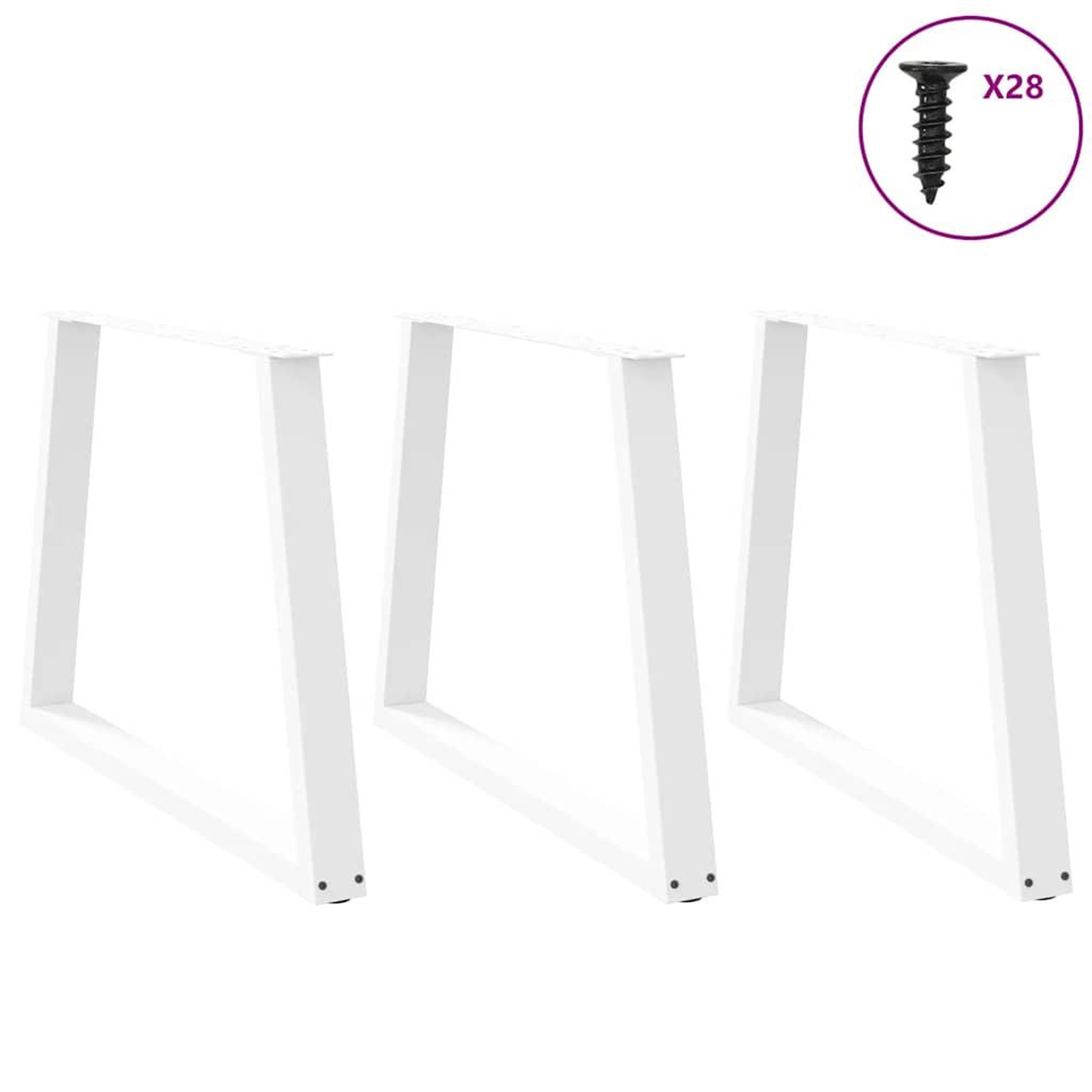 Voir la diapositive 3 : VIDAXL Pieds de table a manger forme de V 3 pcs blanc 100x(72-73,3) cm