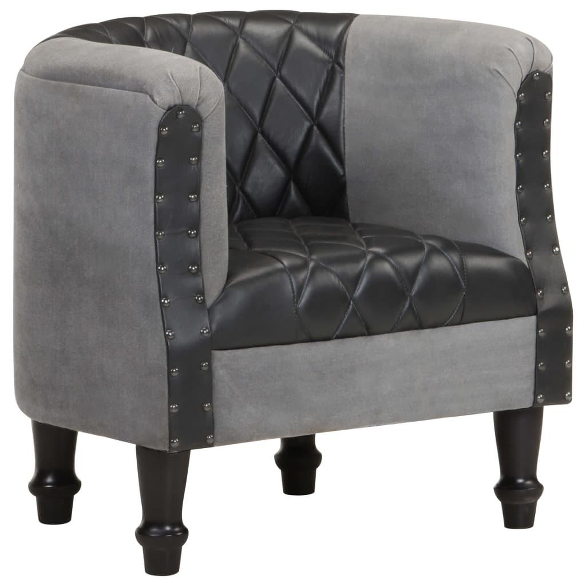 Voir la diapositive 1 : VIDAXL Chaise cabriolet Noir Cuir veritable et bois de manguier massif