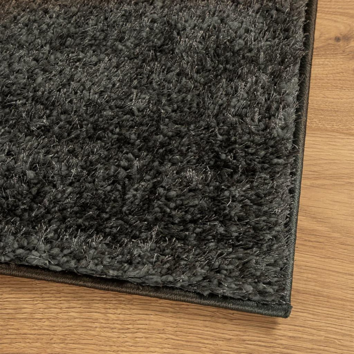 VIDAXL Tapis ISTAN a poils longs aspect brillant anthracite 140x200 cm