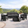 Voir la diapositive 5 : CONCEPT USINE Salon de jardin 5 places effet résine tressée gris anthracite avec table basse MANIZA