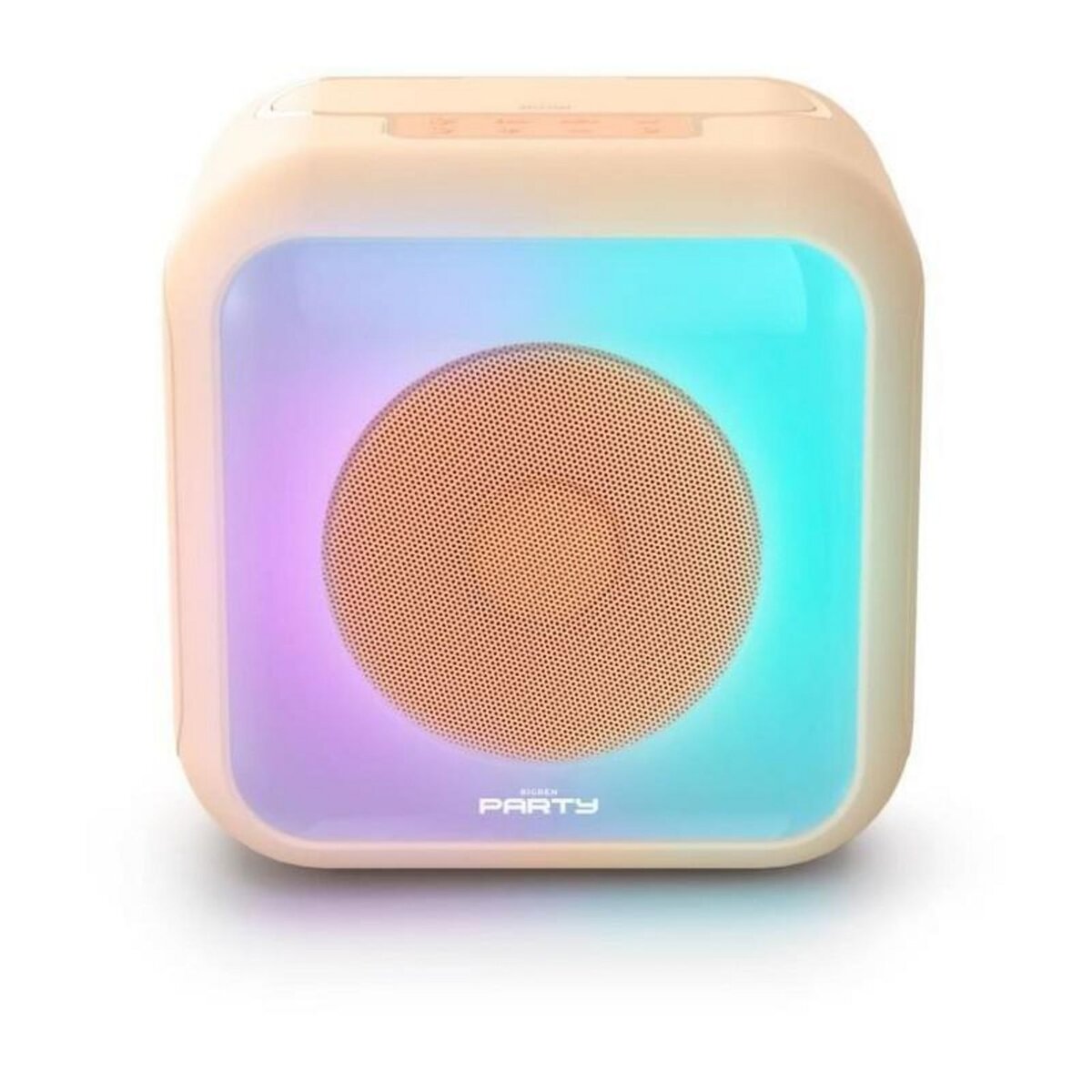 BIGBEN PARTY Enceinte karaoké lumineuse - BIGBEN - Peche - Bluetooth, 30W, 2 micros sans fil USB-C, Égaliseur, Batterie Li-on